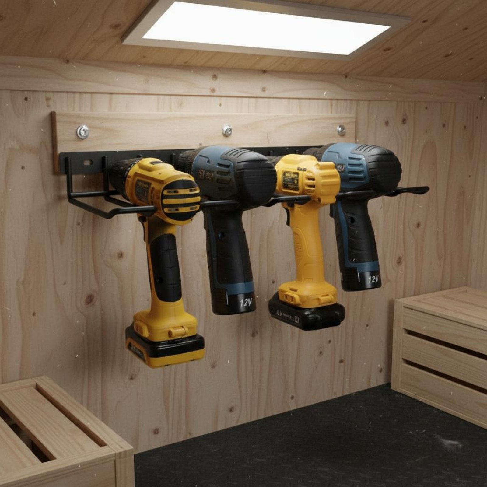 Workshop Tools Organizer - Wall Mount Drill Holder Easy Installation
