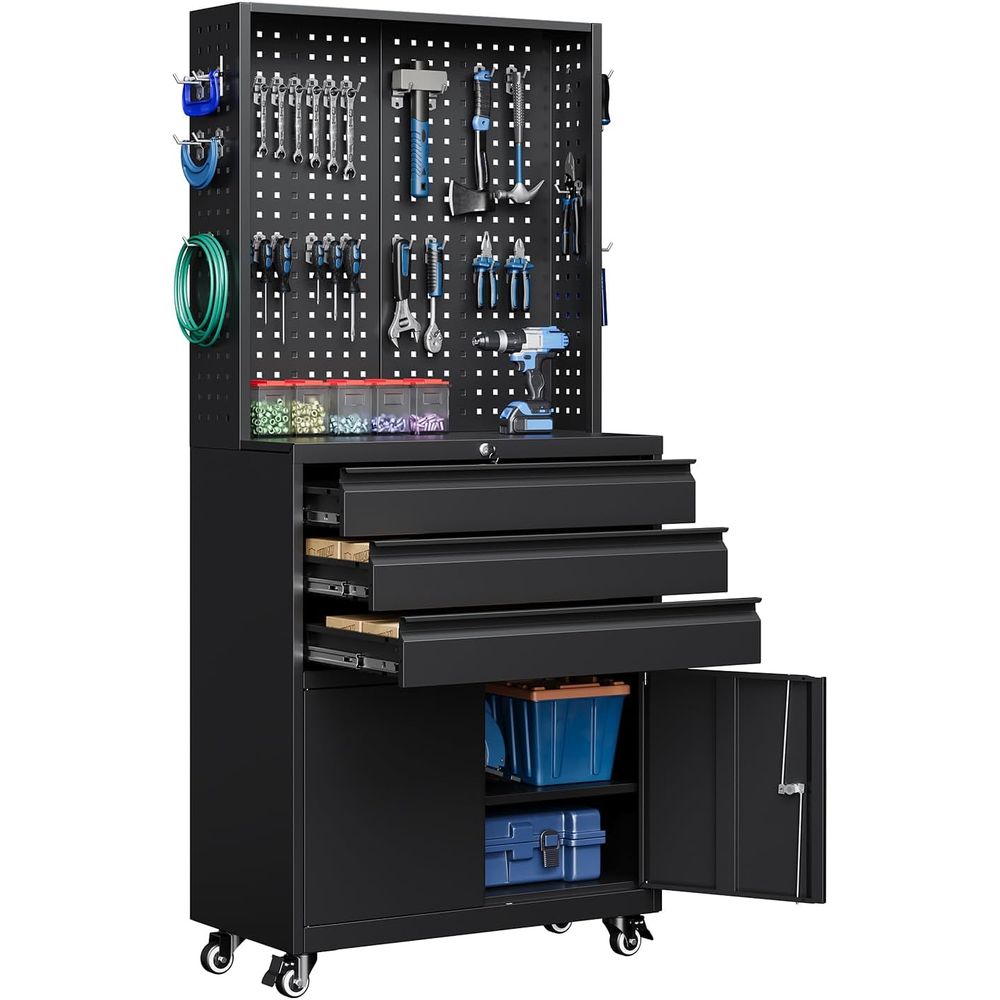 Workshop Tools Shelf - 71 Heavy-Duty 3-Drawer Rolling Tool Cabinet