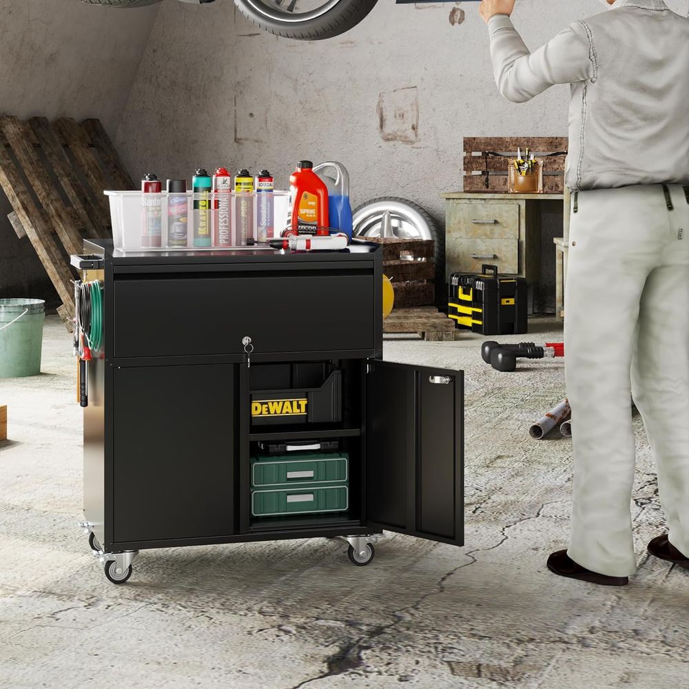 Portable Rolling Tool Cabinet  – обзор и цена Workshop Tools Shelf