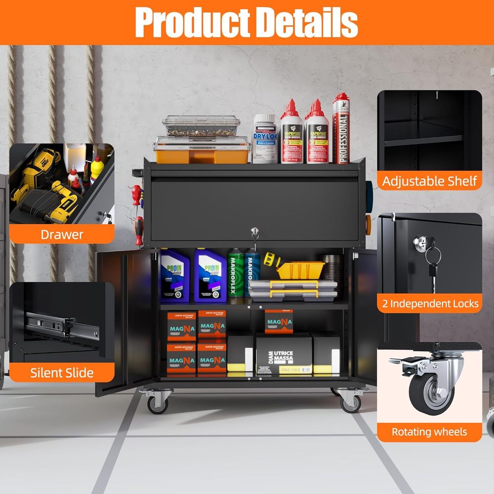 Portable Rolling Tool Cabinet  – обзор и цена Workshop Tools Shelf